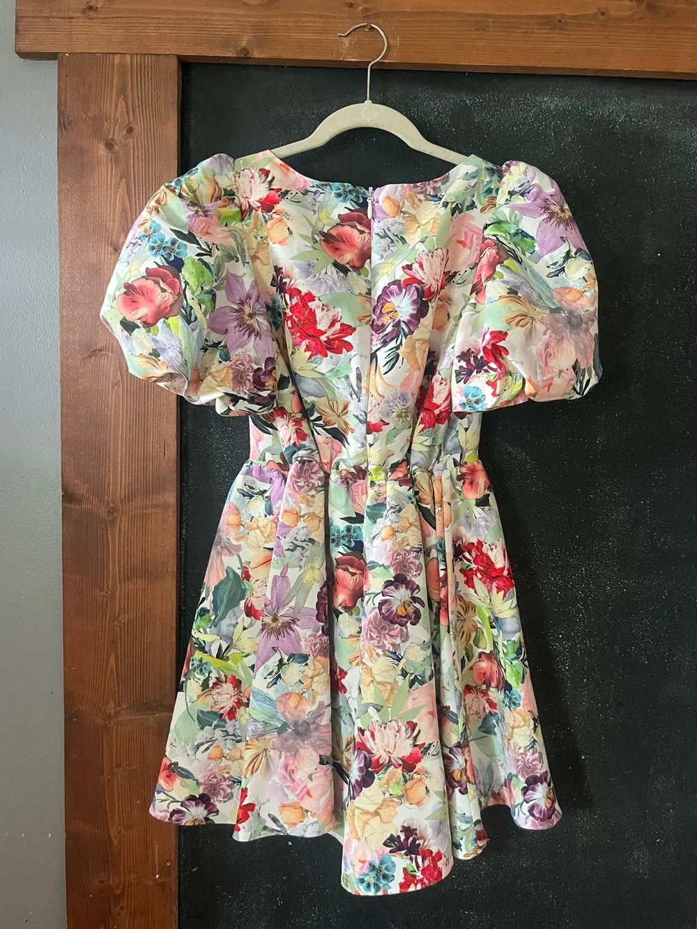 Anthropologie Puff-Sleeve Deep-V Taffeta Mini Dress by Sachin & Babi size S euc - Picture 7 of 7